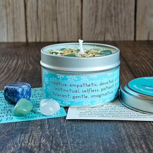 Pisces zodiac candle and crystals gift set 