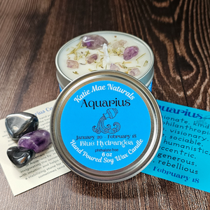 Aquarius candle and crystal gift set 