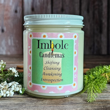 Load image into Gallery viewer, Hand poured soy wax candle for Imbolc 
