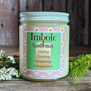 Hand poured soy wax candle for Imbolc 