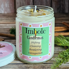 Load image into Gallery viewer, Hand poured soy wax candle for Imbolc 
