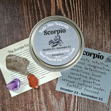 Load image into Gallery viewer, Candle and crystals gift set for zodiac sign scorpio
