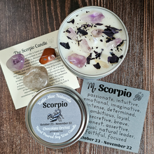 Load image into Gallery viewer, Scorpio candle and crystals gift set 
