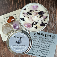Load image into Gallery viewer, Scorpio candle and crystal gift set 
