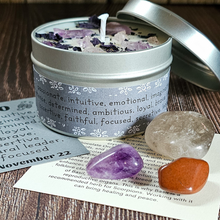 Load image into Gallery viewer, Candle and crystals gift set for zodiac sign Scorpio 
