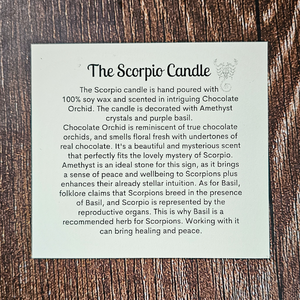 Scorpio candle description card 