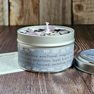 Scorpio soy candle with crystals