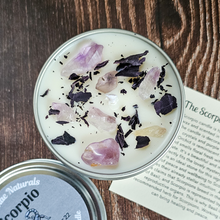Load image into Gallery viewer, Scorpio candle with amethyst crystals 
