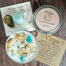 Load image into Gallery viewer, Virgo candle and crystals gift set 
