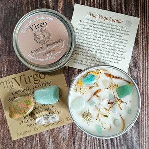 Virgo candle and crystals gift set