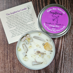 Sagittarius candle with gemstones