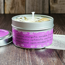 Load image into Gallery viewer, Sagittarius soy candle with crystals 
