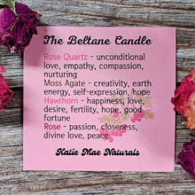 Load image into Gallery viewer, Beltane candle description card 
