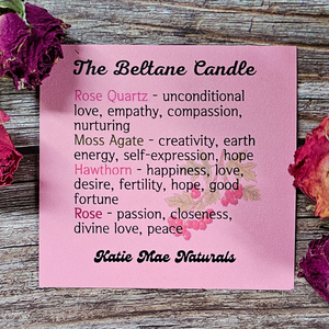 Beltane candle description card 