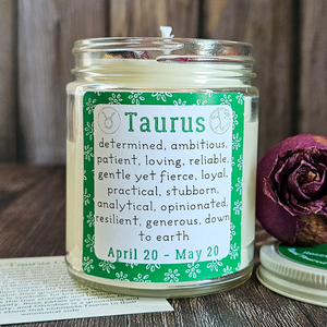 Taurus candle with crystals