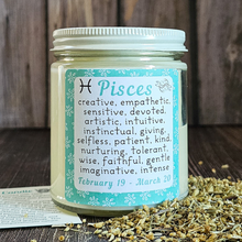 Load image into Gallery viewer, Pisces candle with crystals 
