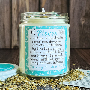 Pisces candle with gemstones 