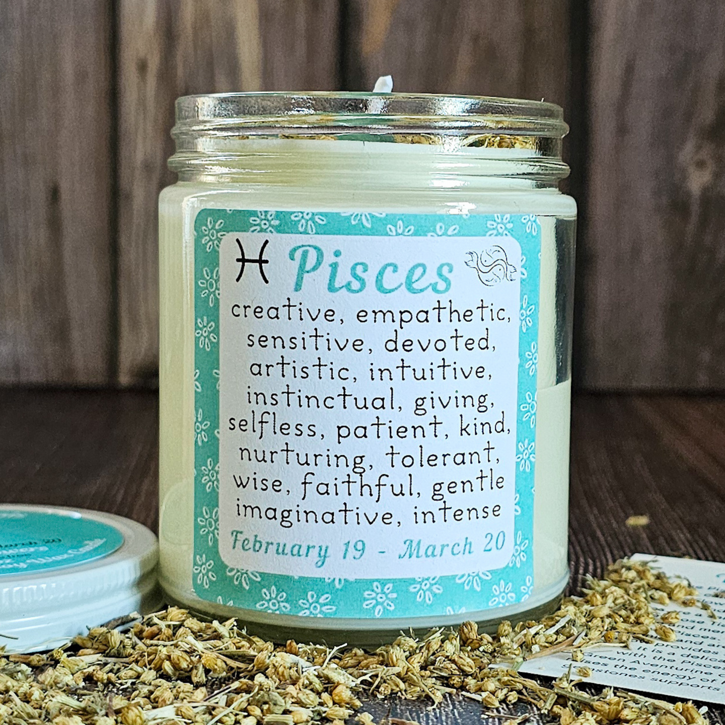 Pisces candle with crystals 