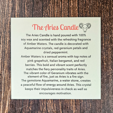 Load image into Gallery viewer, Aries candle description card 
