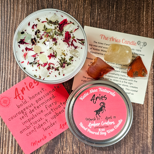 Aries candle and crystals gift set