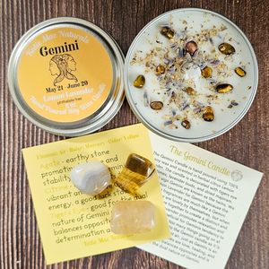 Gemini candle and crystals gift set 