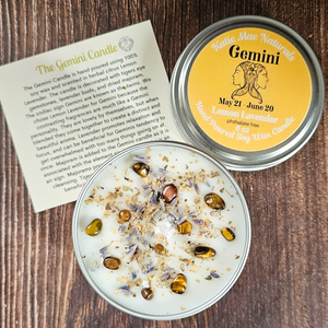 Gemini candle with gemstones