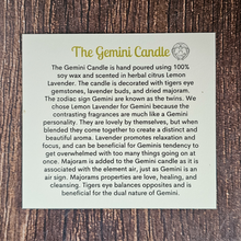 Load image into Gallery viewer, Gemini candle description card 
