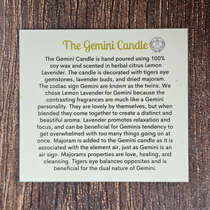 Gemini candle description card 