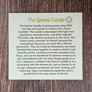 Gemini candle description card