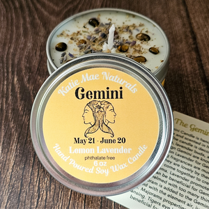 Gemini candle with crystals