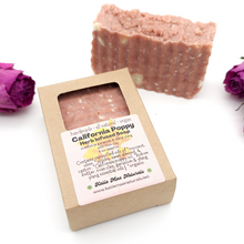 Load image into Gallery viewer, California Poppy Herb Infused Soap with Rose Clay - Geranium and Ylang Ylang Scent
