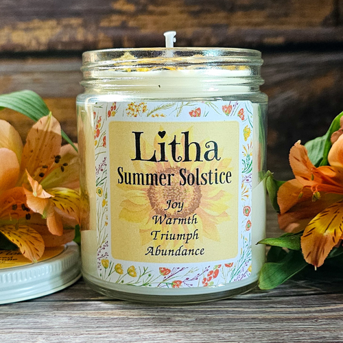 Hand poured soy wax candle for Litha