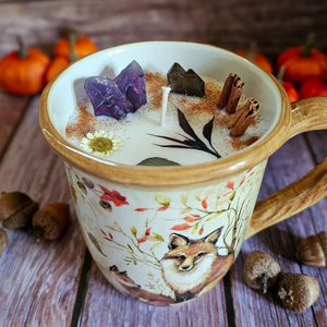 Autumn Magic Soy Wax Candle - Fall Themed Coffee Cup Candle