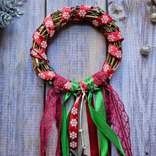 Load image into Gallery viewer, Yule Witches Bells Christmas Door Wreath
