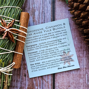 Small fresh evergreen bundle for Yule decor with cinnamon and star anise