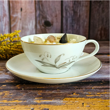 Load image into Gallery viewer, Ginger Jasmine Tea Cup Candle with Crystals
