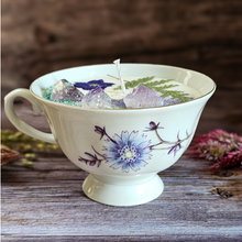 Load image into Gallery viewer, Hand poured soy candle in a vintage tea cup
