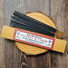 Load image into Gallery viewer, Saffron and Cedar Hand Dipped Incense Sticks
