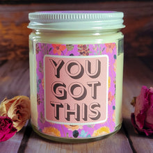 Load image into Gallery viewer, Encouragement Intention Candle – Crystal Candle for Strength, Support &amp; Perseverance

