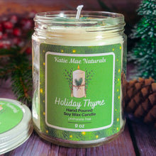 Load image into Gallery viewer, Holiday Thyme Soy Candle – Bayberry &amp; Pine Handcrafted Holiday Candle
