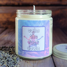 Load image into Gallery viewer, Calm the F*ck Down Ritual Candle – Crystal Candle for Relaxation &amp; Stress Relief
