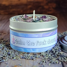 Load image into Gallery viewer, Calm the F*ck Down Ritual Candle – Crystal Candle for Relaxation &amp; Stress Relief
