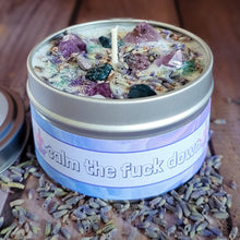 Load image into Gallery viewer, Calm the F*ck Down Ritual Candle – Crystal Candle for Relaxation &amp; Stress Relief
