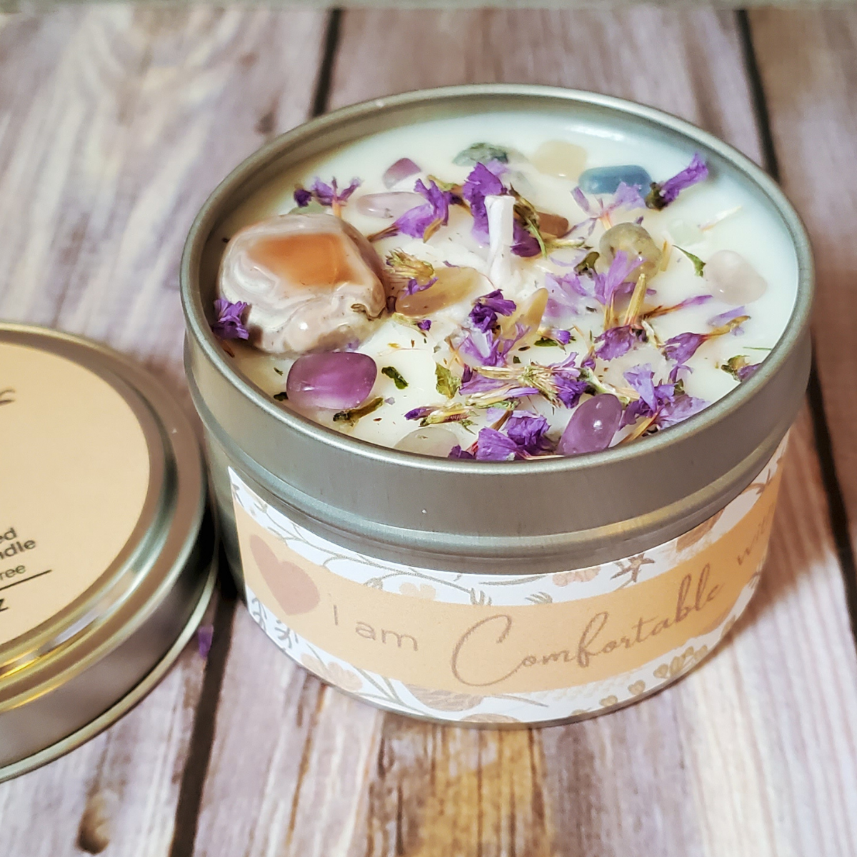Intention candles with crystals