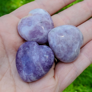 Small carved purple lepidolite heart