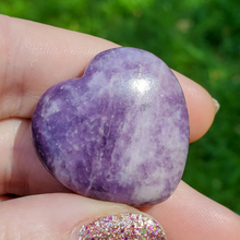 Load image into Gallery viewer, Small carved purple lepidolite heart
