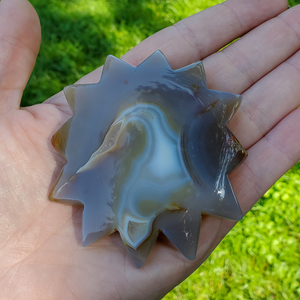 Druzy Agate geode sun carving 