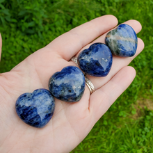 Load image into Gallery viewer, Carved sodalite gemstone hearts
