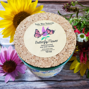 Butterfly flower scented soy wax candle