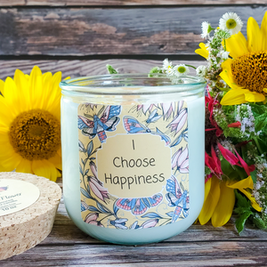 I choose happiness affirmation candle with crystals